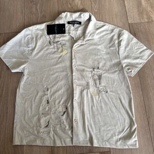 Rustic Souls Men's SS Button Shirt Martini Mint‎ Embroidered Cocktails Medium